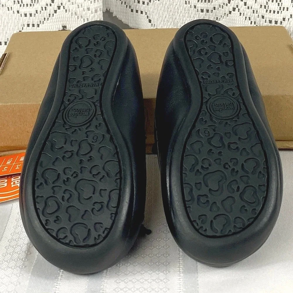 NWT Toddler Size 6 Wonder Nation Girls Black Bow Ballet Flats Elastic Strap Shoe